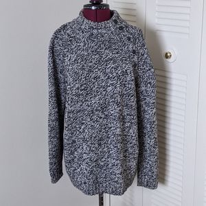 chaps black and white button up sweater